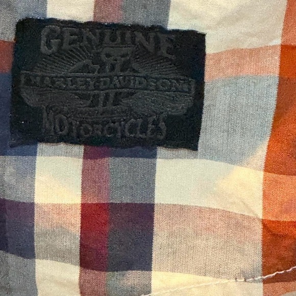 Harley Davidson Motorcycle Men'sPlaid Short Sleeve Button Down XL P-P23”L-30” - Picture 4 of 5
